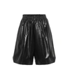 Bottega Veneta Black Leather Shiny Shorts In Fondente