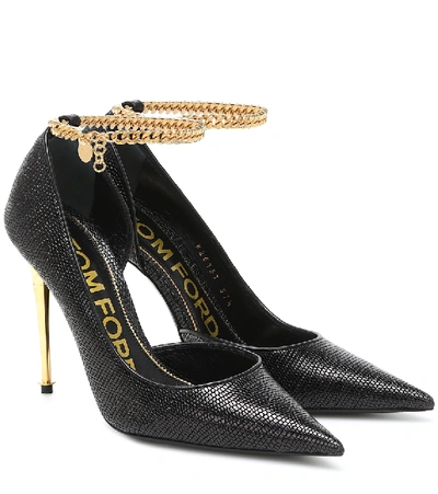 Tom Ford Snake-effect Leather Pumps In Black