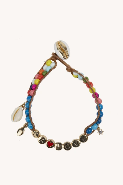 Rebecca Minkoff La Love Beaded Bracelet In Gold/ Turq