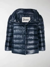 Herno Sofia Down Crop Puffer Jacket In Blue