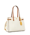 Tory Burch Walker Color-block Satchel, Webbing Strap In New Ivory/classic Cuoio