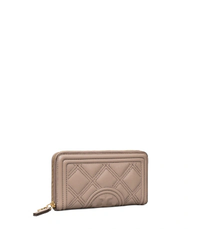Tory Burch Fleming Soft Zip Continental Wallet In Gray Heron