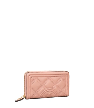 Tory Burch Fleming Soft Zip Continental Wallet In Pink Moon
