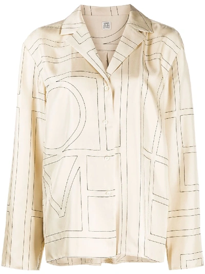 Totême Satin Long-sleeve Shirt In Neutrals