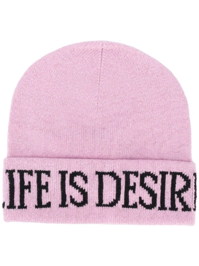 Alberta Ferretti Knit Intarsia Cashmere & Wool Beanie Hat In Pink