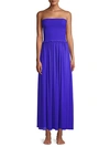 Ramy Brook Calista Smocked Strapless Side-split Coverup Dress In Periwinkle