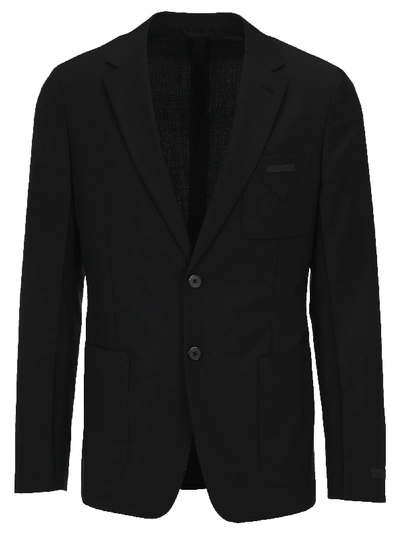 Prada Logo Patch Blazer In Black