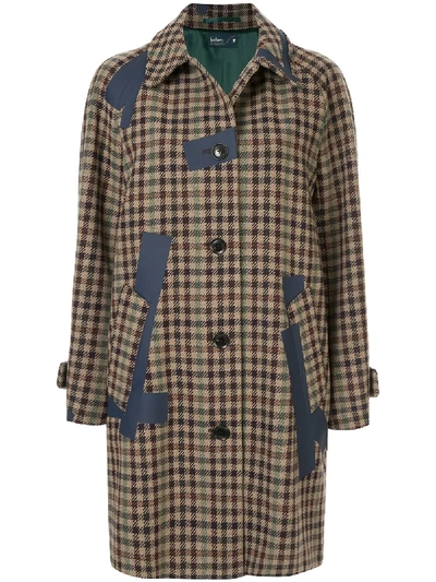 Kolor Patchwork Midi Coat In Brown