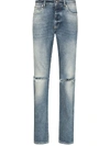 GIVENCHY DISTRESSED STRAIGHT-LEG JEANS