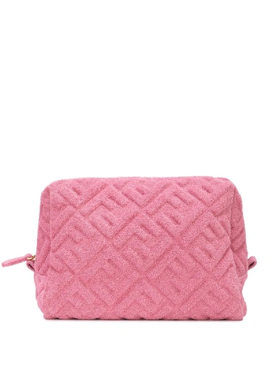 Fendi Ff Embroidered Clutch In Pink