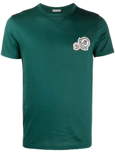 Moncler T-shirt Mit Logo-patch In Green