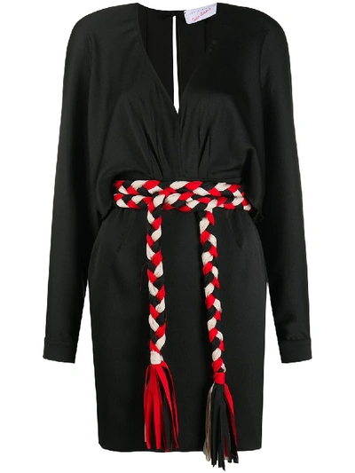 Giada Benincasa Tie-waist Crepe De Chine Mini Dress In Black