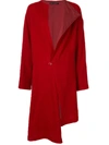 Y's Asymmetric Coat In Red