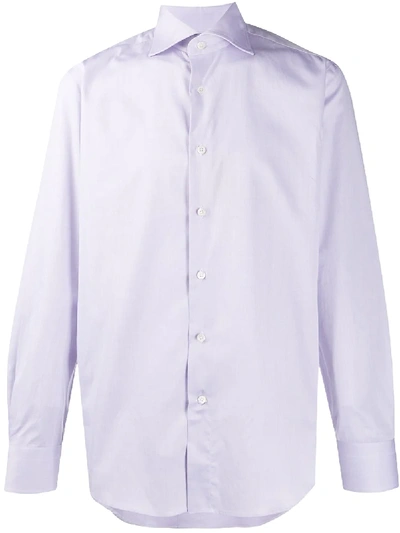 Canali Plain Long-sleeved Shirt In Purple