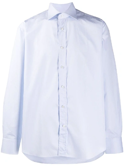 Canali Striped Long-sleeved Shirt In Blue