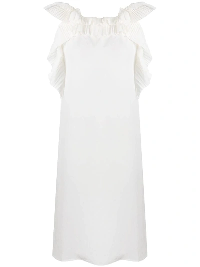 P.a.r.o.s.h Poter Pleat-trimmed Dress In White