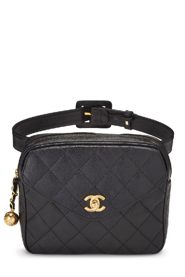 Pre-Owned Chanel Black Quilted Caviar Envelope Belt Bag 26 | ModeSens