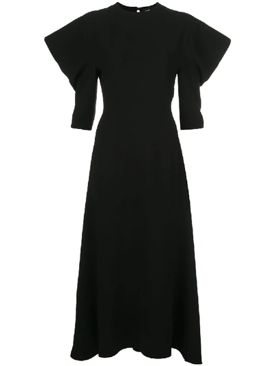 Proenza Schouler Draped Sleeves Midi Dress In Black