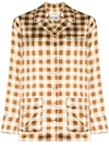 GANNI CHECKED SILK PYJAMA SHIRT