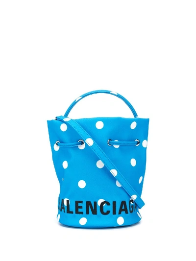 Balenciaga Wheel Xs Drawstring Bucket Bag In Blue