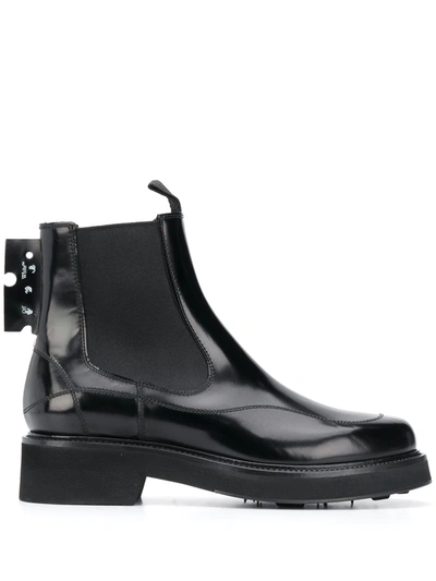 Off-white Leather Chelsea Ankle Boots In Black