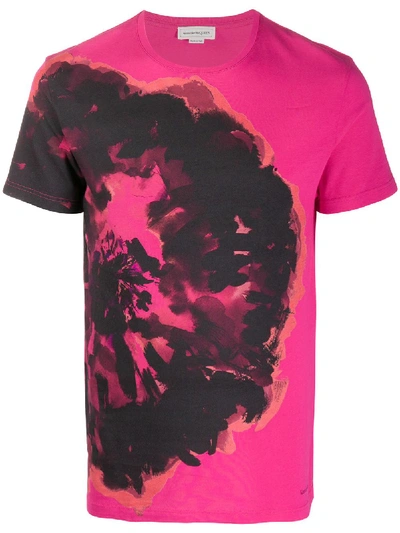 Alexander Mcqueen Ink Floral Motif T-shirt In Pink