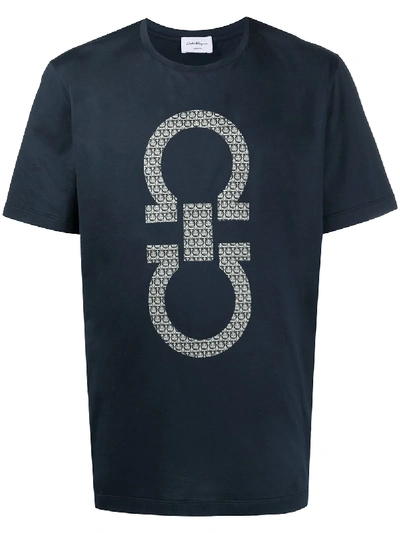 Ferragamo Gancini-print Short-sleeve T-shirt In Blue