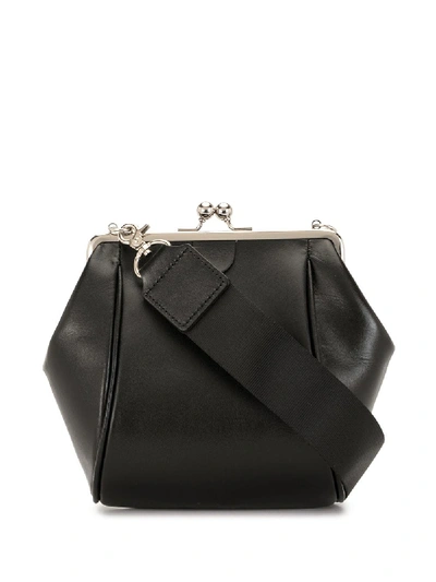 Y's Leather Bag With Shoulder Straps In Black