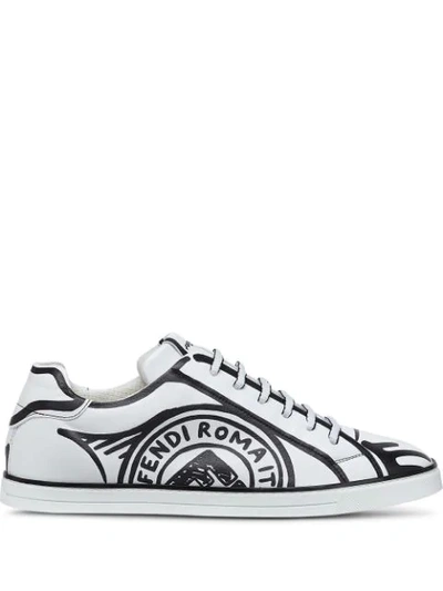 Fendi Joshua Vides Black White Leather Logo Low Top Slip On