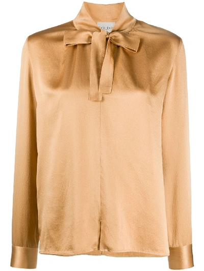 Forte Forte Pussy-bow Long Sleeve Blouse In Neutrals