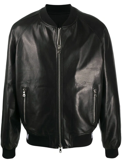 Balmain Perforated Leather Bomber Jacket In Black