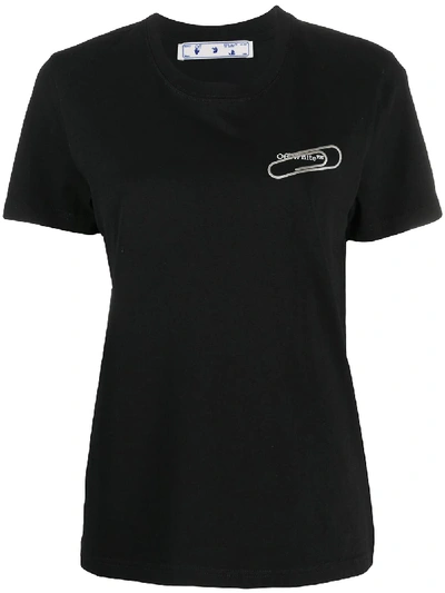 Off-white Paperclip-print Cotton T-shirt In Black