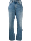 OFF-WHITE WASHED-EFFECT STRAIGHT-LEG JEANS