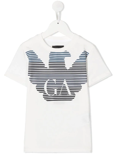 Emporio Armani Kids' Short Sleeve Eagle Logo T-shirt In White