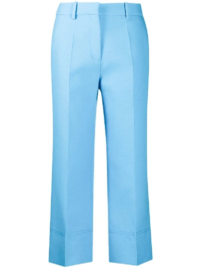 Valentino Cropped Straight-leg Trousers In Blue