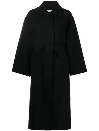 Jil Sander Single-breasted Belted Coat In Black