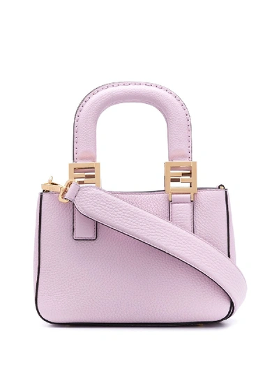 Fendi Ff Small Leather Tote Bag In Pink & Purple