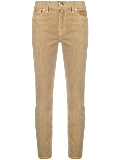 7 For All Mankind High Rise Cropped Jeans In Neutrals