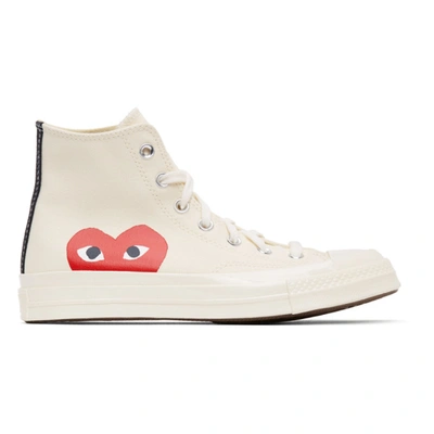 Comme Des Garçons Play Off-white Converse Edition Half Heart Chuck 70 High Sneakers In Beige