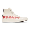 Comme Des Garçons Play Off-white Converse Edition Multiple Hearts Chuck 70 High Sneakers In White,red
