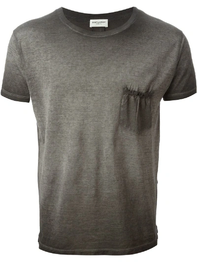 Saint Laurent T-shirt In Stone-washed-optik In Grey