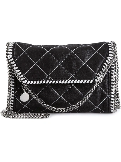 Stella Mccartney Gesteppte 'falabella' Satteltasche In Black