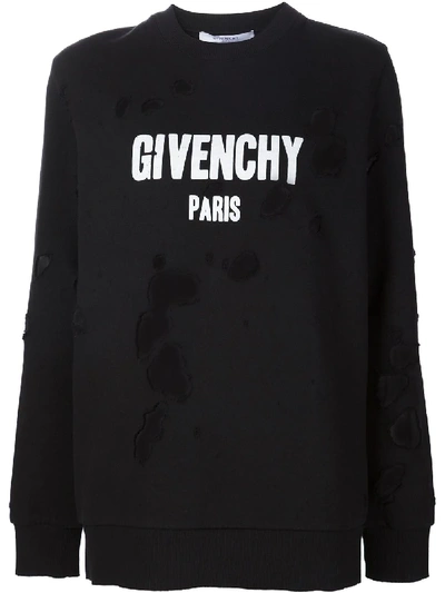 Givenchy Sweatshirt Im Used-look In Black