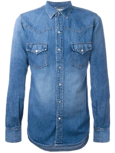 Saint Laurent Jeanshemd Im Westernstil In Blue