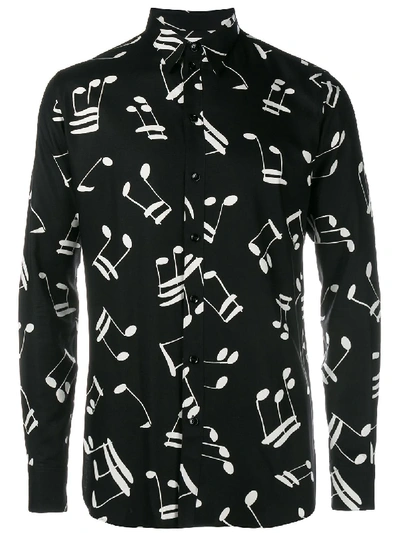 Saint Laurent Hemd Mit Noten-print In Black