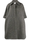 Stella Mccartney Herringbone Pattern Cape In Black