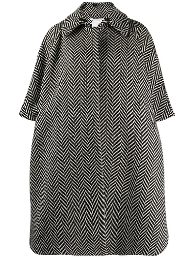 Stella Mccartney Herringbone Pattern Cape In Black