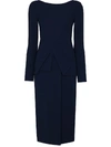 ROLAND MOURET DELPHI FITTED MIDI DRESS