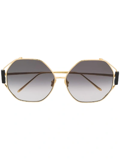 Linda Farrow Marie Heptagonal Sunglasses In Gold