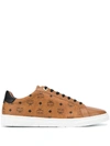 Mcm Logo Print Low Top Sneakers In Brown